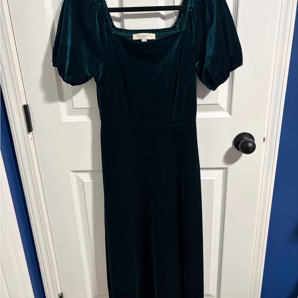 LOFT velvet square neck midi dress